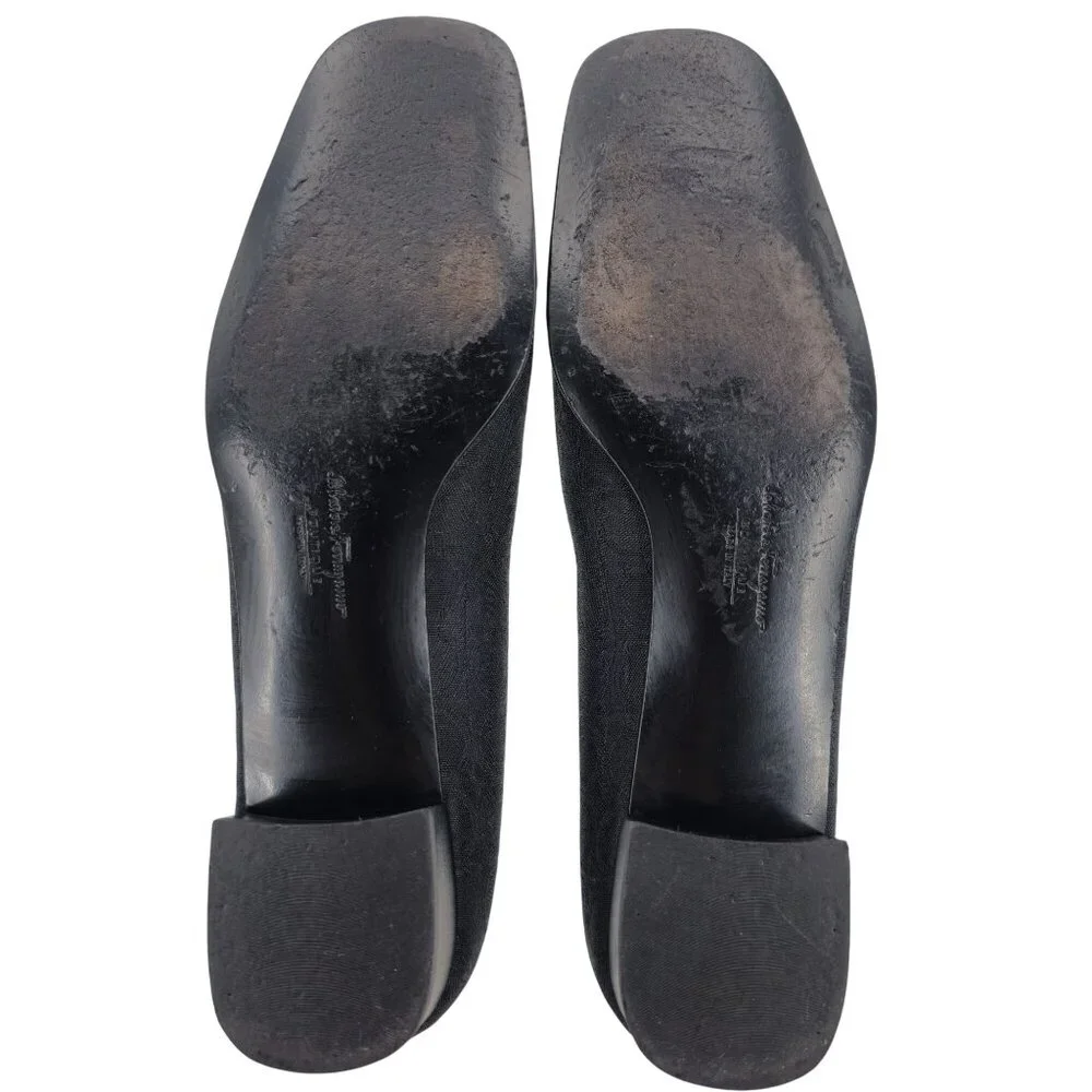 Salvatore Ferragamo Italy Womens 8AA Black Signature Gancini Dress Shoe Pumps - Picture 7 of 11